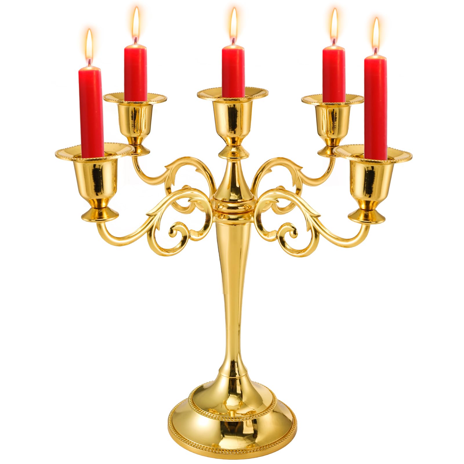 Buy YOUEON Gold 5 Arms Candelabra, 10.4 Inch Metal Tall Candelabra